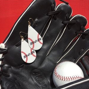 Baseball Mom - Leather Earrings